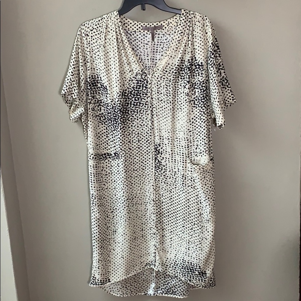 Halston Heritage Cream & Black Silk Tunic Dress L